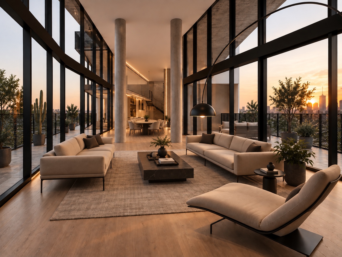 Double-height living space in Apartment 6B, Achrafieh